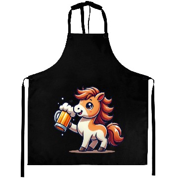 Discover Cute Pony Drinking Beer 3 Aprons