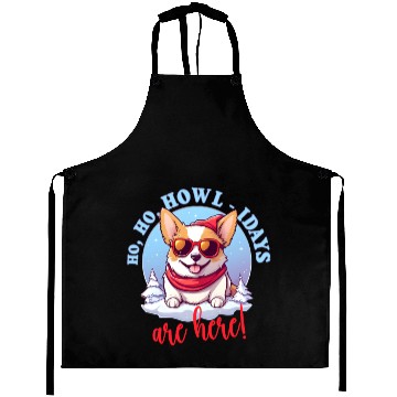 Discover Pembroke Welsh Corgi In Winter, Sweet Illustration Aprons