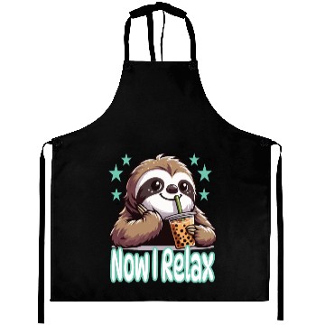 Discover funny quote gift idea bubble tea boba sloth design Aprons