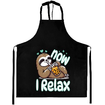 Discover funny quote gift idea bubble tea boba sloth design Aprons