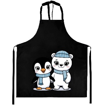 Discover Happy Penguin and Polar Bear Best Friends Aprons