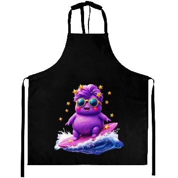 Discover Cosmic Surfing Funky Creature Design Aprons