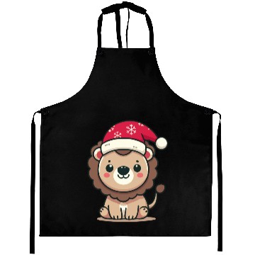 Discover lion cub with christmas hat Aprons
