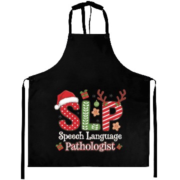 Discover Speech Language Pathologist Reindeer Santa Hat SLP Aprons