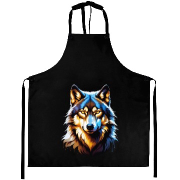Discover Isolated Lone Wolf Head Ink Design Aprons