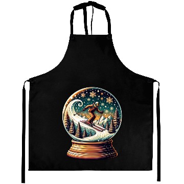 Discover Snow Globe Skiing Adventure Fantasy Aprons