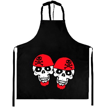 Discover 2 Pirate Skull Skeleton Halloween Two Friends Team Aprons