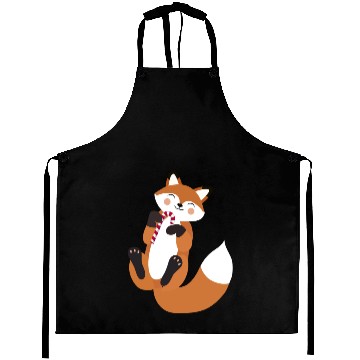 Discover Playful fox with candy cane for Christmas Aprons