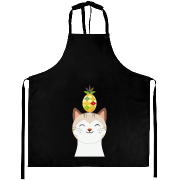 Discover Happy Cat with Pineapple - Tropical Animal Design Aprons