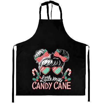 Discover Little Miss Candy Cane Christmas Messy Bun Toddler Aprons
