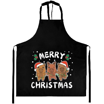 Discover Merry Christmas Cute Capybara Festive Lights Aprons