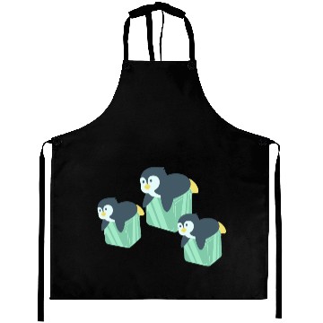 Discover "Adorable Penguin Family on Ice Cubes" Aprons