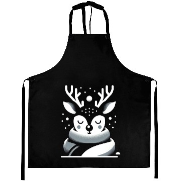 Discover Winter Serenity Deer Illustration Aprons