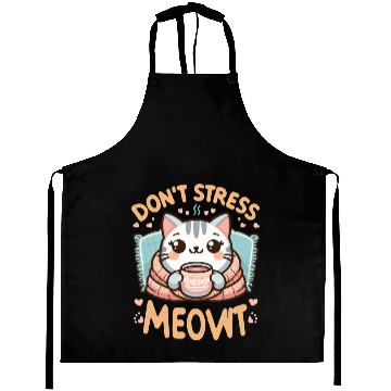 Discover gift idea funny quote relaxation design kawaii cat Aprons