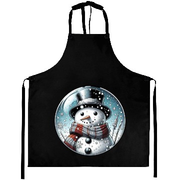 Discover Christmas Snowman with Scarf and Top Hat Aprons