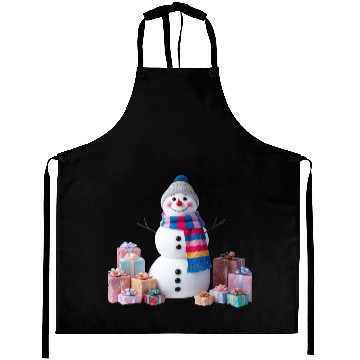 Discover "Festive Snowman Aprons – Pastel Winter Charm