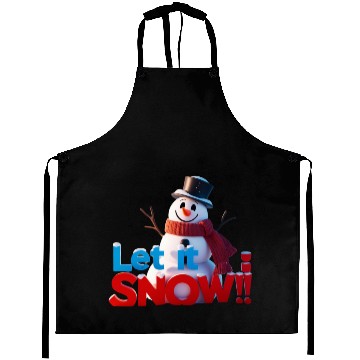 Discover Let It Snow! Festive Cartoon Snowman Winter Design Aprons