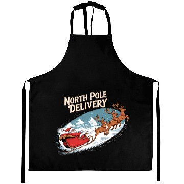 Discover North Pole Delivery with Santa and Reindeer Aprons