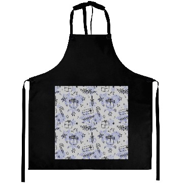 Discover Elegant Blue Christmas Pattern Aprons