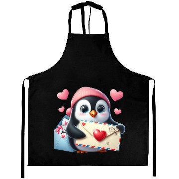 Discover Penguin Valentine Mail with Heart Aprons