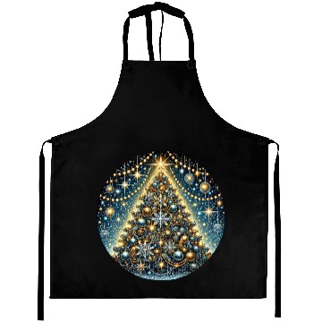 Discover Sparkling Christmas Tree with Golden Glow Aprons