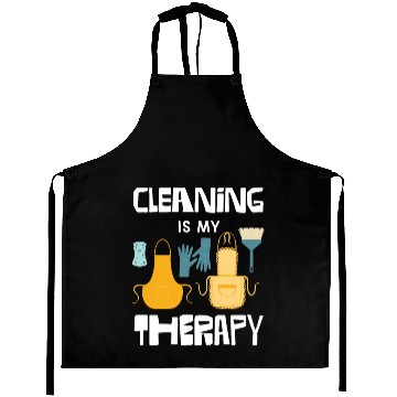Discover Cleaning Is My Therapy Fun Graphic for Cleaners Aprons