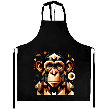 Discover geometric abstract chimpanzee art design Aprons
