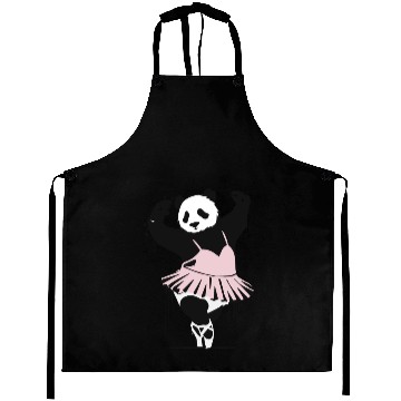 Discover unique dancing panda in pink ballet dress Aprons