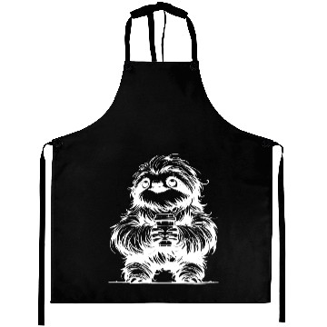 Discover Sloth With Coffee Mug Pencil Drawing Aprons
