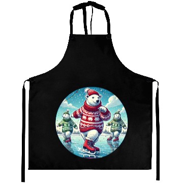 Discover Skating Polar Bear Sweater - Christmas Gifts Aprons