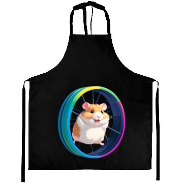 Discover Happy Hamster on Exercise Wheel Aprons