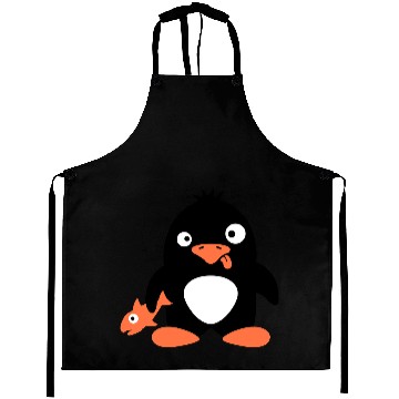 Discover Funny Penguin Caught Fish Crazy Stupid Weird Face Aprons