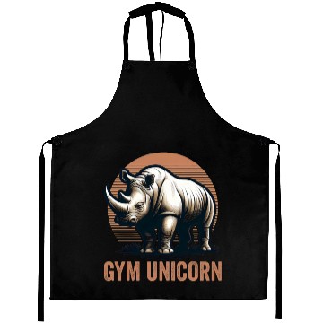 Discover Gym Unicorn Rhino Rhinoceros Safari Vintage Aprons