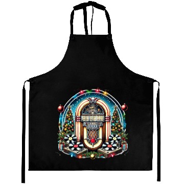 Discover Retro Christmas Jukebox Melody Aprons
