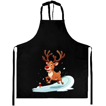 Discover Joyful Reindeer Dashing to Santa's House Aprons