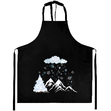 Discover Winter Magic Text with Blue Snowflakes Design" Aprons