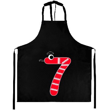 Discover Playful Red Number Seven Graphic Aprons