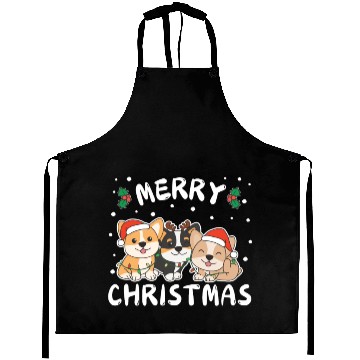 Discover Merry Christmas Cute Corgi Festive Lights Corgi Aprons