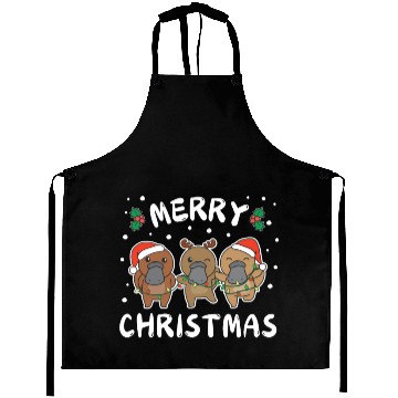 Discover Merry Christmas Cute Platypus Festive Lights Aprons