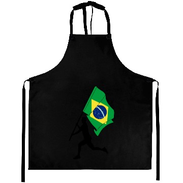Discover Brazil flag man running Aprons