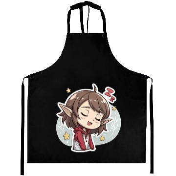 Discover Adorable Sleepy Elf Art Print for Cozy Comfort Aprons