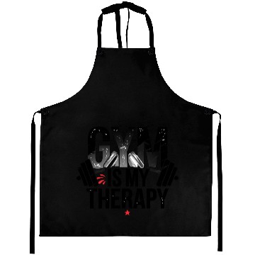 Discover Gym is My Therapy - Motivational Fitness Design Aprons