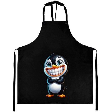 Discover Cute Grinning Penguin Cartoon Aprons