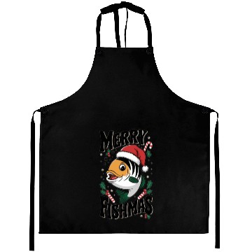 Discover "Merry Fishmas Aprons - Funny Christmas Fish