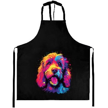 Discover Watercolor Colorful Labradoodle Aprons