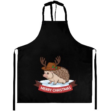 Discover Grumpy Hedgehog Merry Christmas Deer Antler Hat Aprons