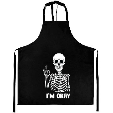 Discover Funny face Skeleton Am Ok desgin Aprons