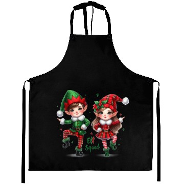 Discover Christmas Plaid ELF Squad Aprons