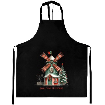 Discover Small Town Christmas Plaid Windmill Aprons
