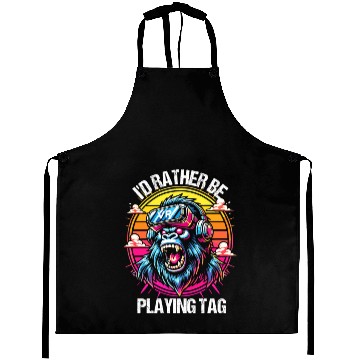 Discover I'd Rather Be Playing Tag VR Gorilla Monke Gamer Aprons